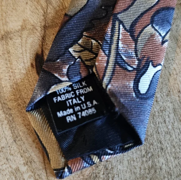 Rare Montagu Fox Print Silk Brown & Navy Blue Mens Neck Tie - Picture 4 of 5